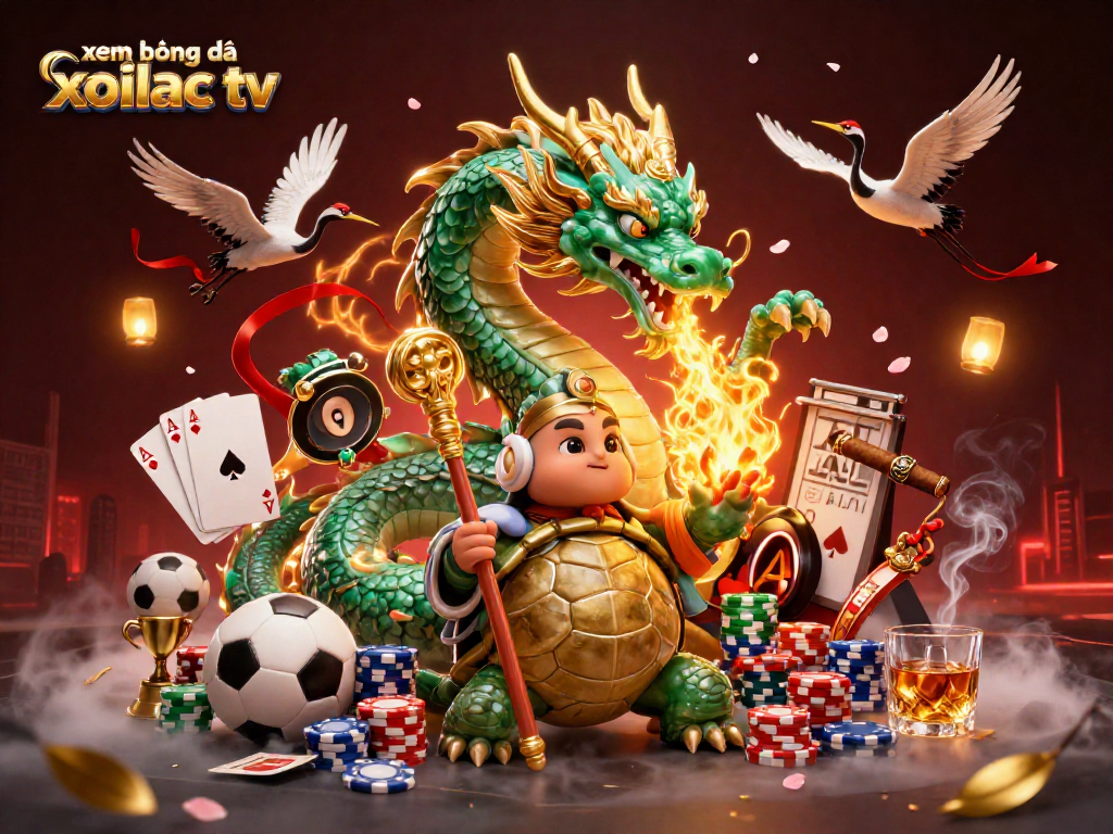 Place your bets with xem bóng đá xoilac tv featuring vibrant dragons and gambling elements.