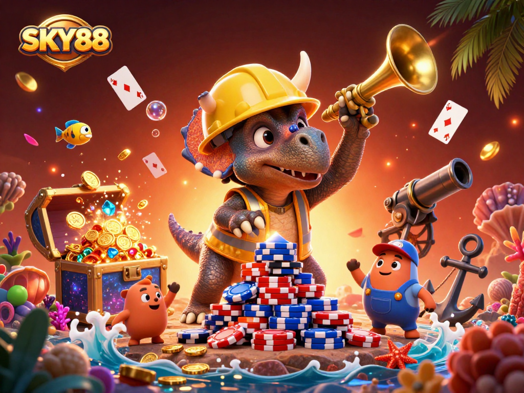 Celebrate wins at SKY88 with dynamic gaming action featuring unique 3D characters and engaging casino elements.