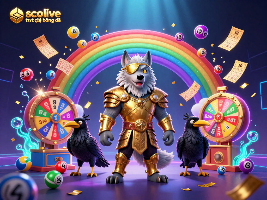 socolive trực tiếp bóng đá showcases a vibrant casino scene with Odin and ravens, dynamic lottery elements.