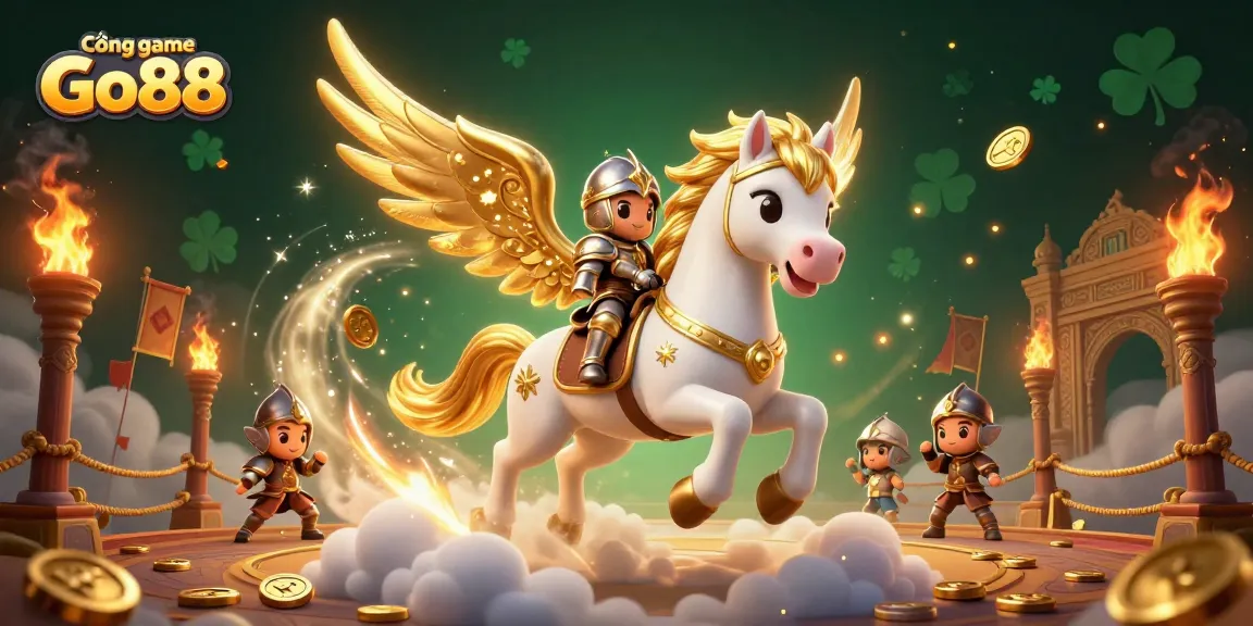 Cổng game Go88 offers an exciting atmosphere with gaming characters and casino elements illustrating vibrant action and engagement.