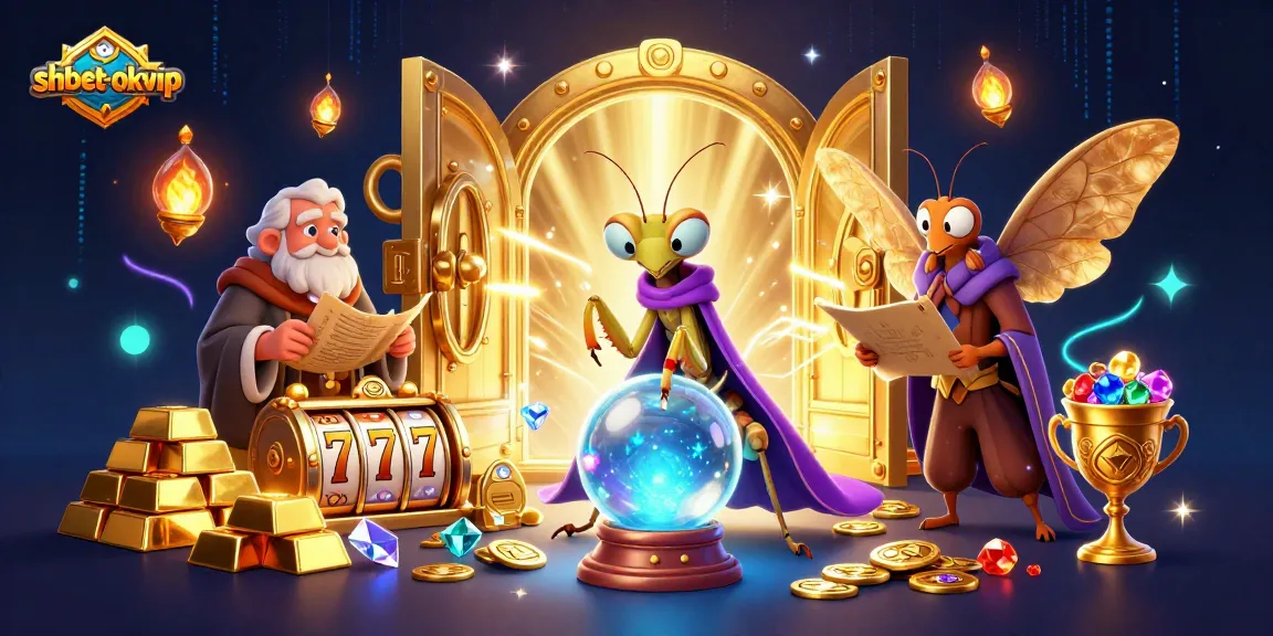 Spin and win at shbet-okvip's online casino with vibrant slot reels and mystical characters.